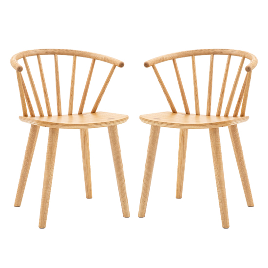 Cairo Natural Wooden Dining Chairs In Pair
