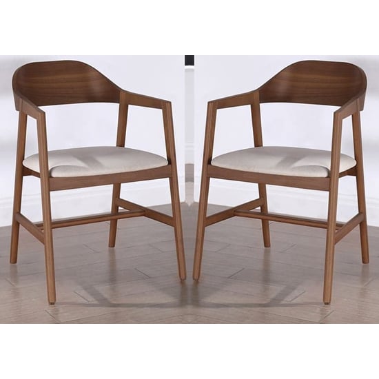 Read more about Cairo walnut wooden carver dining chairs in pair