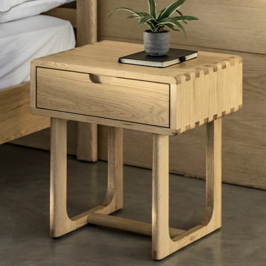 Cairo Wooden Bedside Cabinet With 1 Drawer In Natural