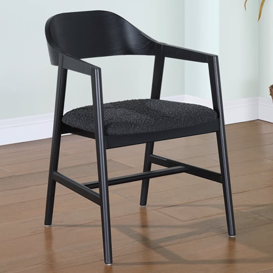 Cairo Wooden Carver Dining Chair In Black