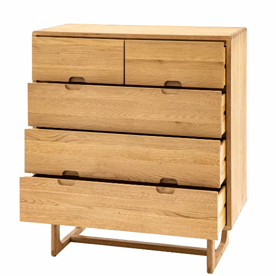 Cairo Wooden Chest Of 5 Drawers In Natural