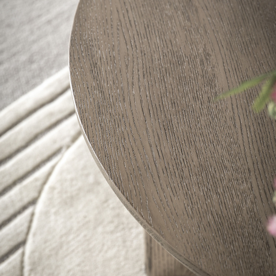 Cairo Wooden Coffee Table Round In Smoked Oak