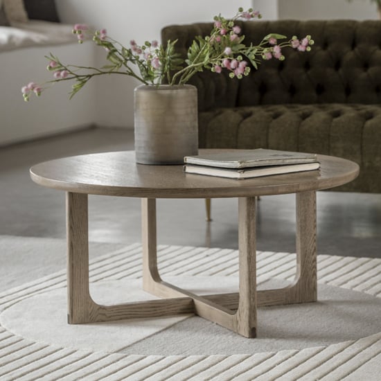Product photograph of Cairo Wooden Coffee Table Round In Smoked Oak from Furniture in Fashion