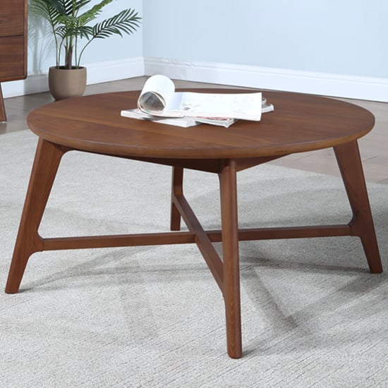 Cairo Wooden Coffee Table Round In Walnut
