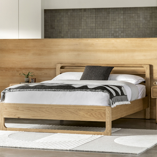 Cairo Wooden Double Bed In Natural