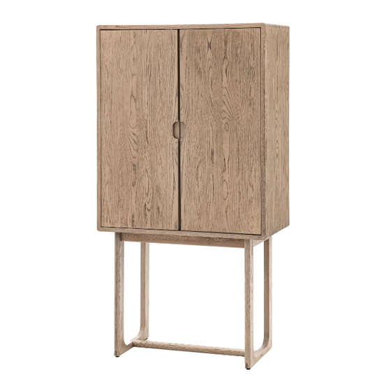 Cairo Wooden Drinks Cabinet With 2 Doors In Smoked Oak