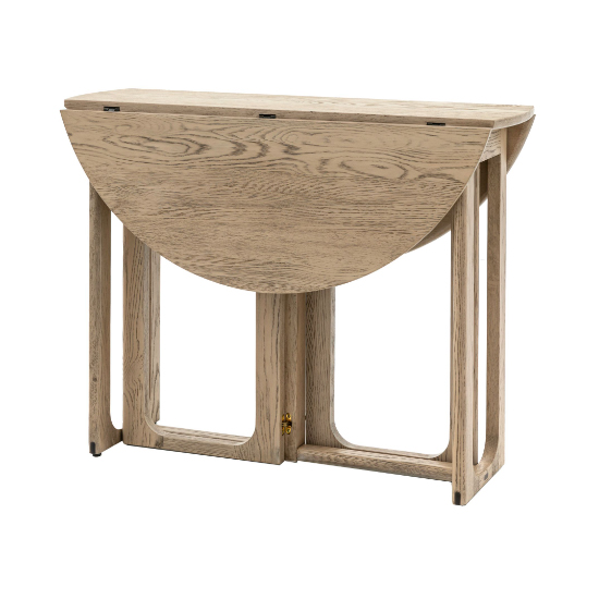 Cairo Wooden Folding Dining Table Round In Smoked Oak
