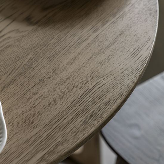 Cairo Wooden Folding Dining Table Round In Smoked Oak