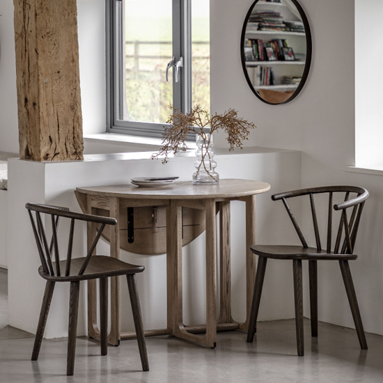 Cairo Wooden Folding Dining Table Round In Smoked Oak