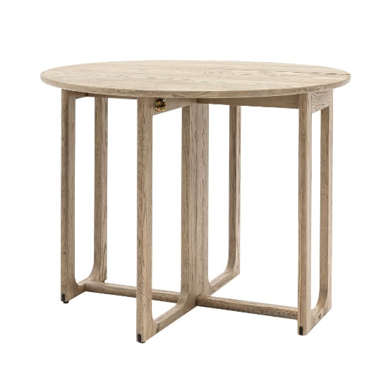 Product photograph of Cairo Wooden Folding Dining Table Round In Smoked Oak from Furniture in Fashion