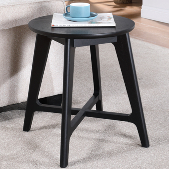 Read more about Cairo wooden lamp table round in black