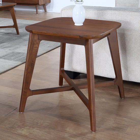 Cairo Wooden Lamp Table Square In Walnut