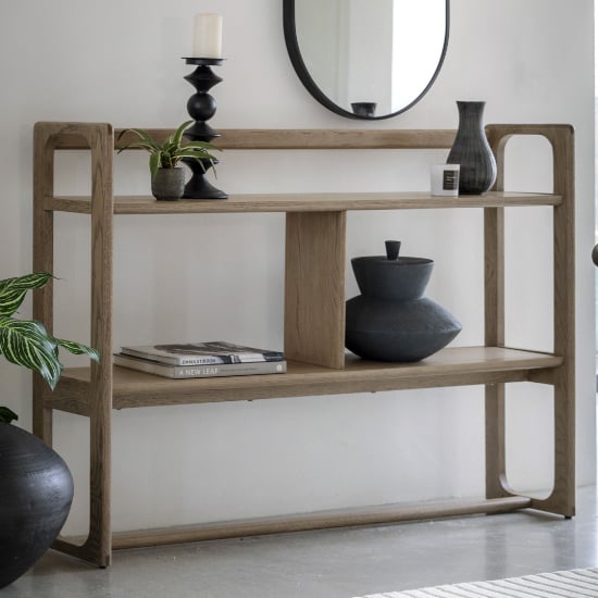 Product photograph of Cairo Wooden Open Display Unit With 3 Shelves In Smoked Oak from Furniture in Fashion