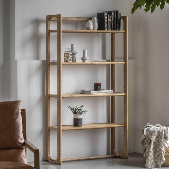 Cairo Wooden Open Display Unit With 4 Shelves In Natural