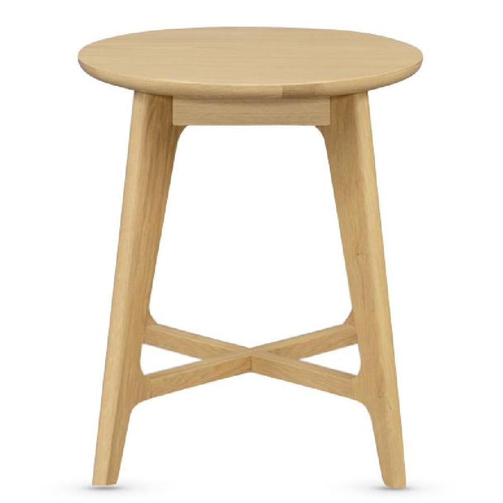 Cairo Wooden Round Lamp Table In Oak