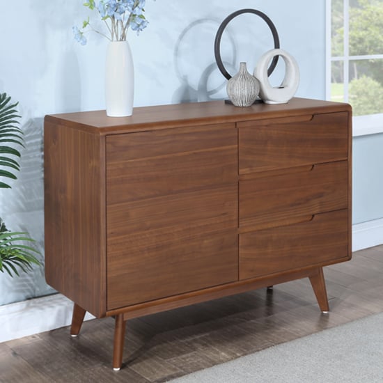Product photograph of Cairo Wooden Sideboard With 1 Door 3 Drawers In Walnut from Furniture in Fashion
