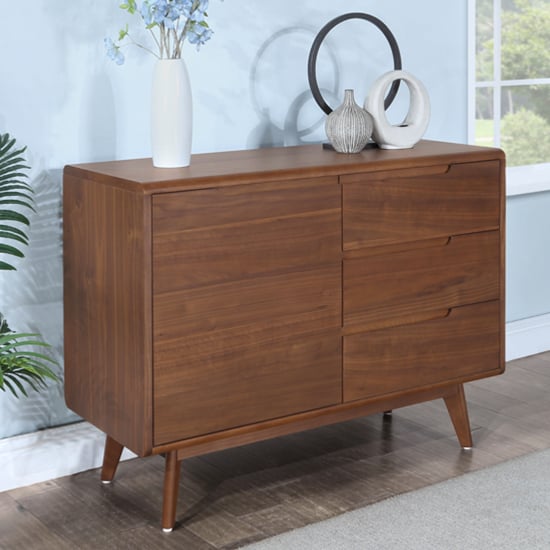 Cairo Wooden Sideboard With 1 Door 3 Drawers In Walnut