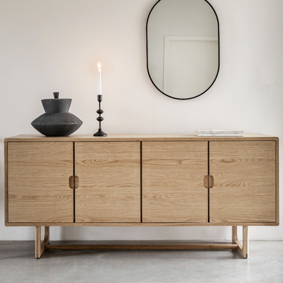 Cairo Wooden Sideboard With 4 Doors In Natural