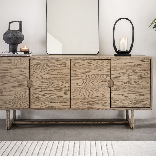Cairo Wooden Sideboard With 4 Doors In Smoked Oak