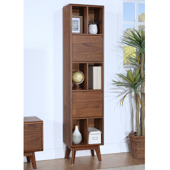 Cairo Wooden Single Bookcase In Walnut