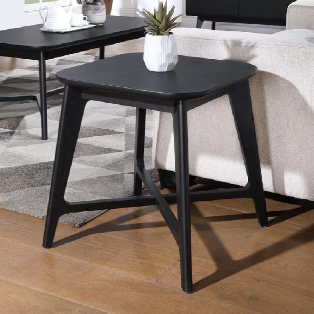 Cairo Wooden Square Lamp Table In Black