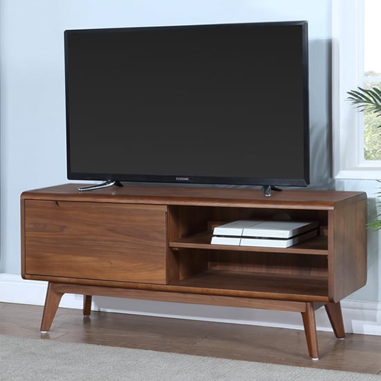 Product photograph of Cairo Wooden Tv Stand With 1 Door In Walnut from Furniture in Fashion