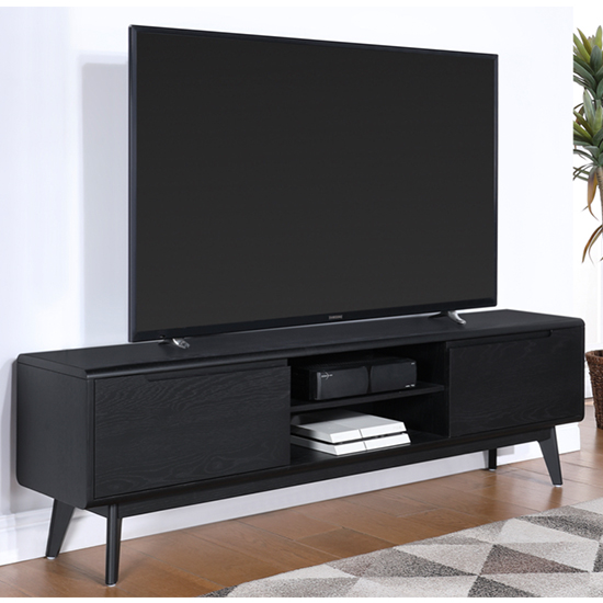 Product photograph of Cairo Wooden Tv Stand With 2 Doors In Black from Furniture in Fashion