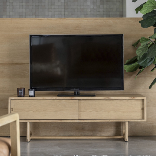 Cairo Wooden TV Stand With 2 Doors In Natural