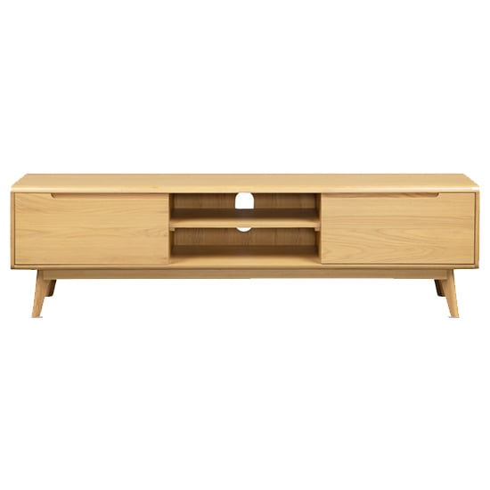 Cairo Wooden TV Stand With 2 Doors In Natural Oak