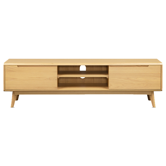 Cairo Wooden TV Stand With 2 Doors In Natural Oak