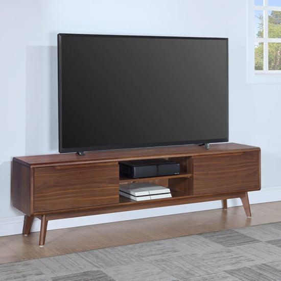 Product photograph of Cairo Wooden Tv Stand With 2 Doors In Walnut from Furniture in Fashion