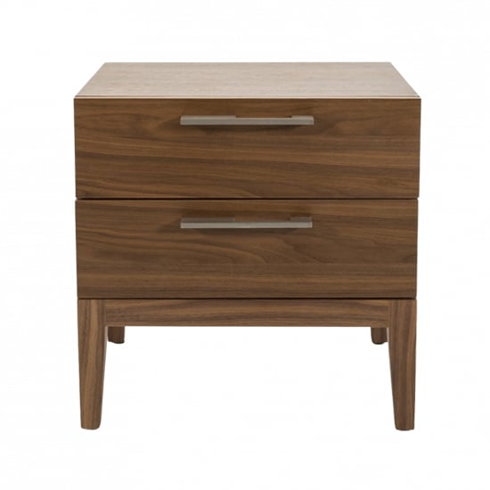 Cais Wooden Bedside Cabinet With 2 Drawers In Walnut