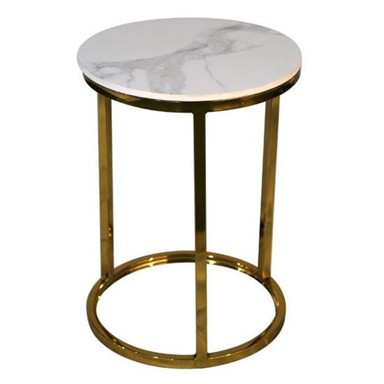 Cais Ceramic Top End Table Round In White