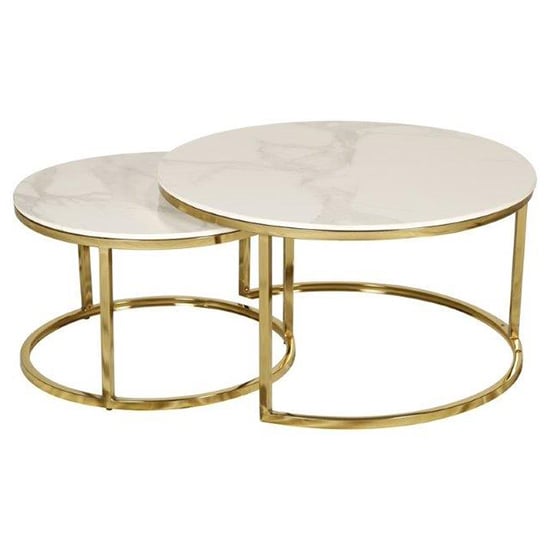 Read more about Cais ceramic top set of 2 coffee tables round in white