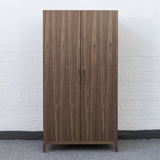 Product photograph of Cais Wooden Wardrobe With 2 Doors In Walnut from Furniture in Fashion