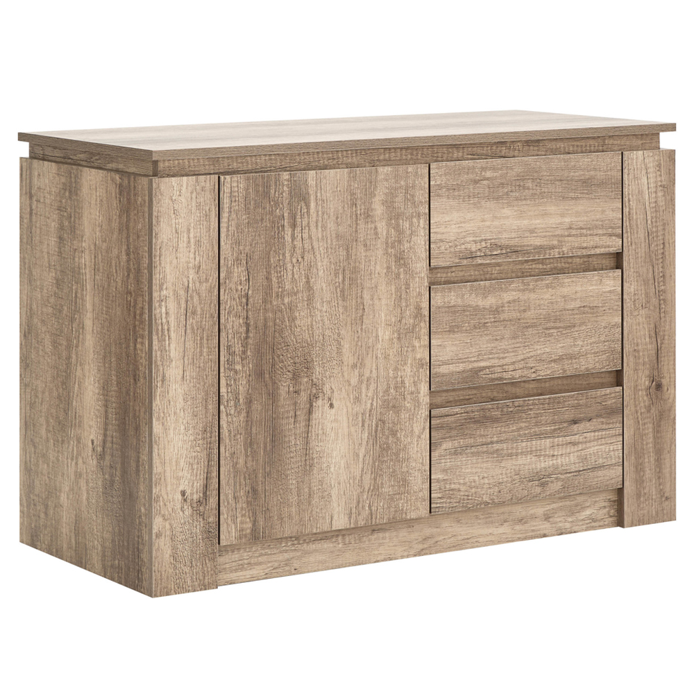 Caister Wooden Sideboard With 1 Door 3 Drawers In Grey Oak