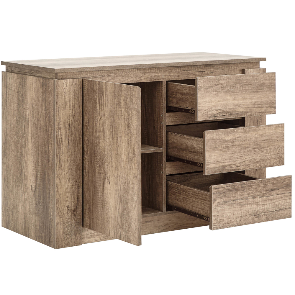 Caister Wooden Sideboard With 1 Door 3 Drawers In Grey Oak