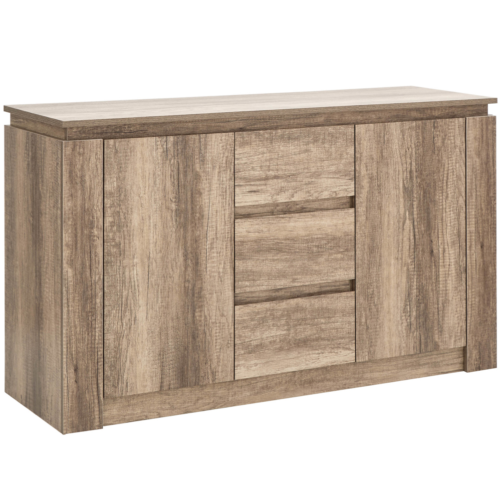 Caister Wooden Sideboard With 2 Doors 3 Drawers In Grey Oak