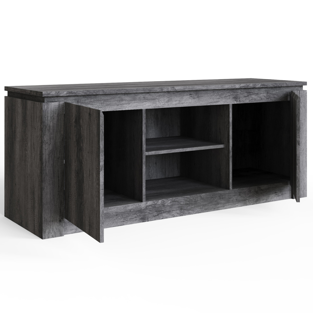 Caister Wooden TV Stand With 2 Doors - Charcoal Grey
