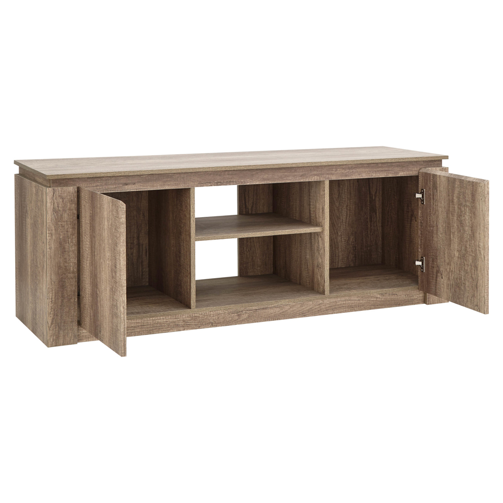 Caister Wooden TV Stand With 2 Doors In Grey Oak