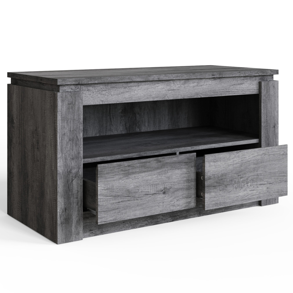 Caister Wooden TV Stand With 2 Drawers - Charcoal Grey