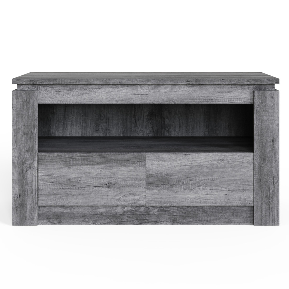 Caister Wooden TV Stand With 2 Drawers - Charcoal Grey