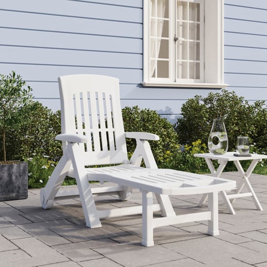 Product photograph of Cait Polypropylene Folding Sun Lounger With Wheels In White from Furniture in Fashion