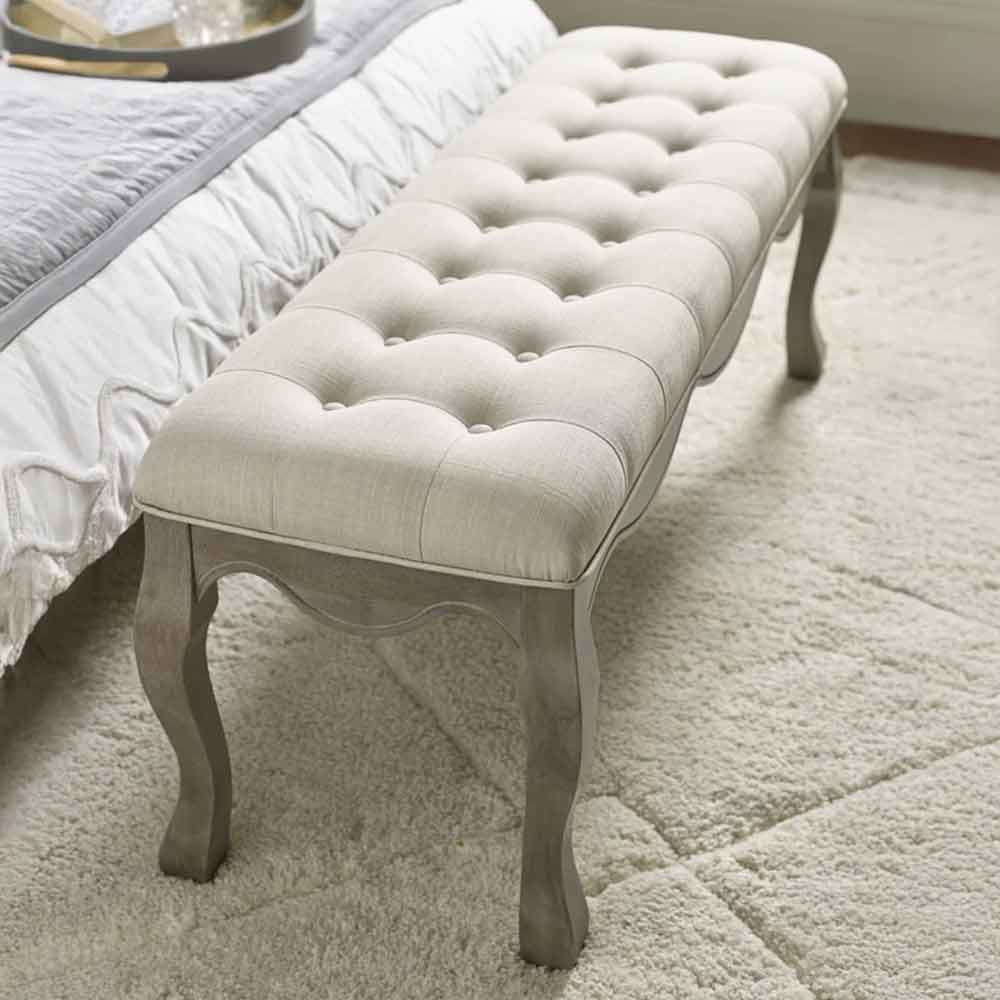 Caitlyn Fabric Ottoman in Oatmeal and Limed Oak