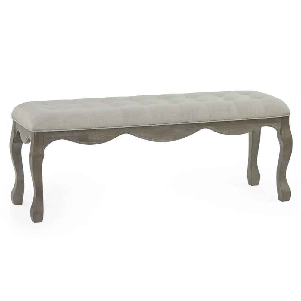 Caitlyn Fabric Ottoman in Oatmeal and Limed Oak