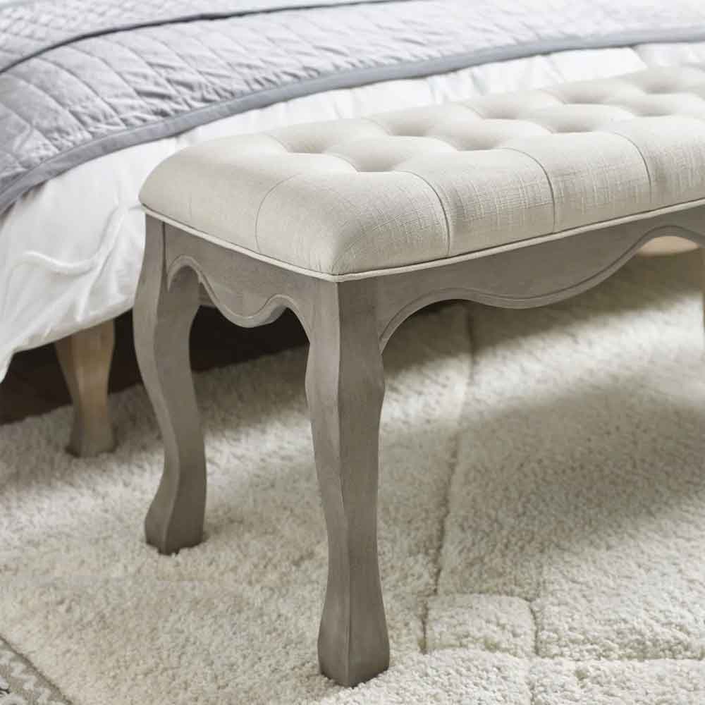Caitlyn Fabric Ottoman in Oatmeal and Limed Oak