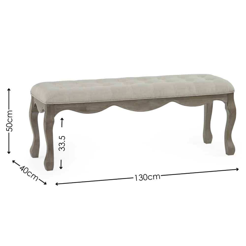 Caitlyn Fabric Ottoman in Oatmeal and Limed Oak