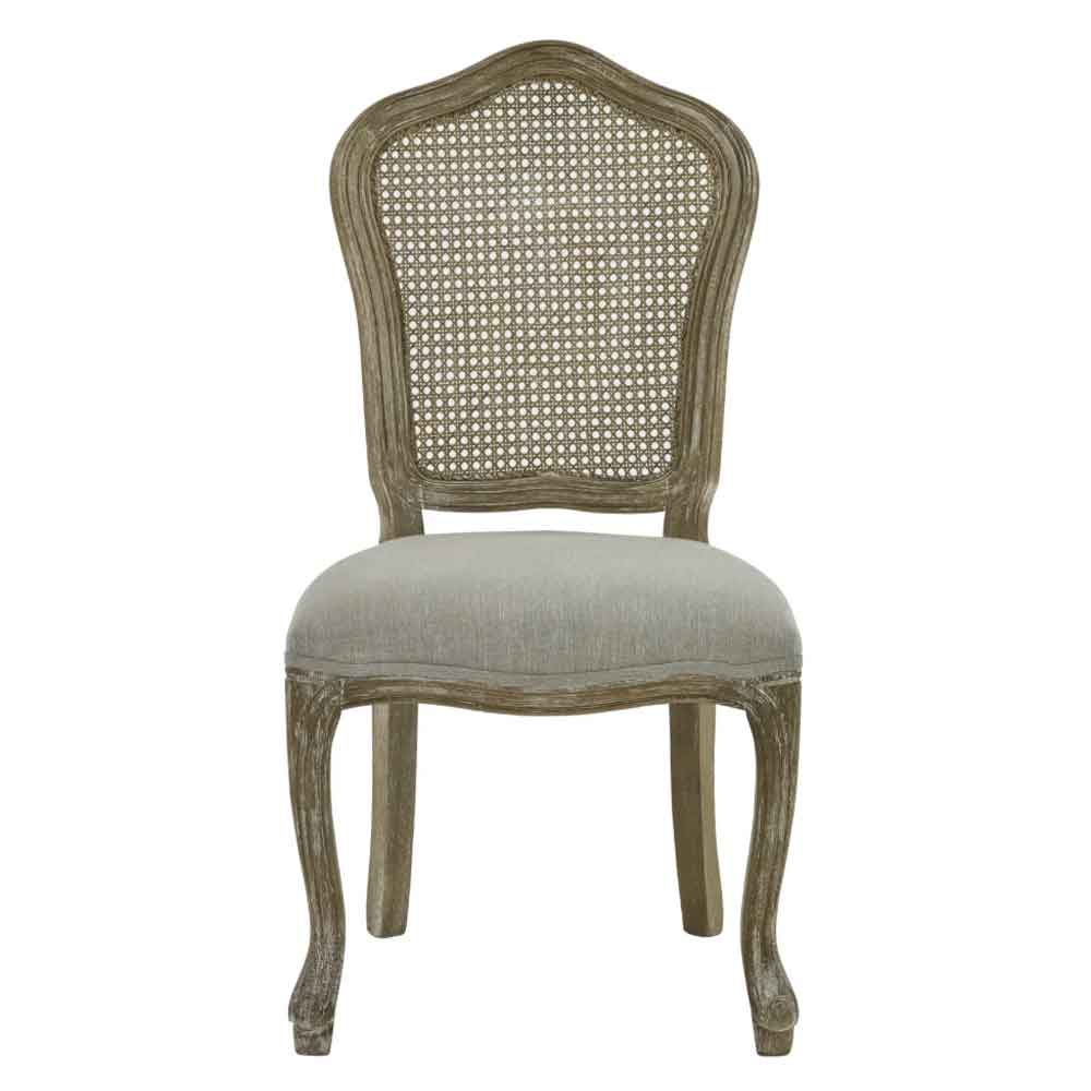Caitlyn Oatmeal and Limed Oak Rattan Back Dining Chairs in Pair