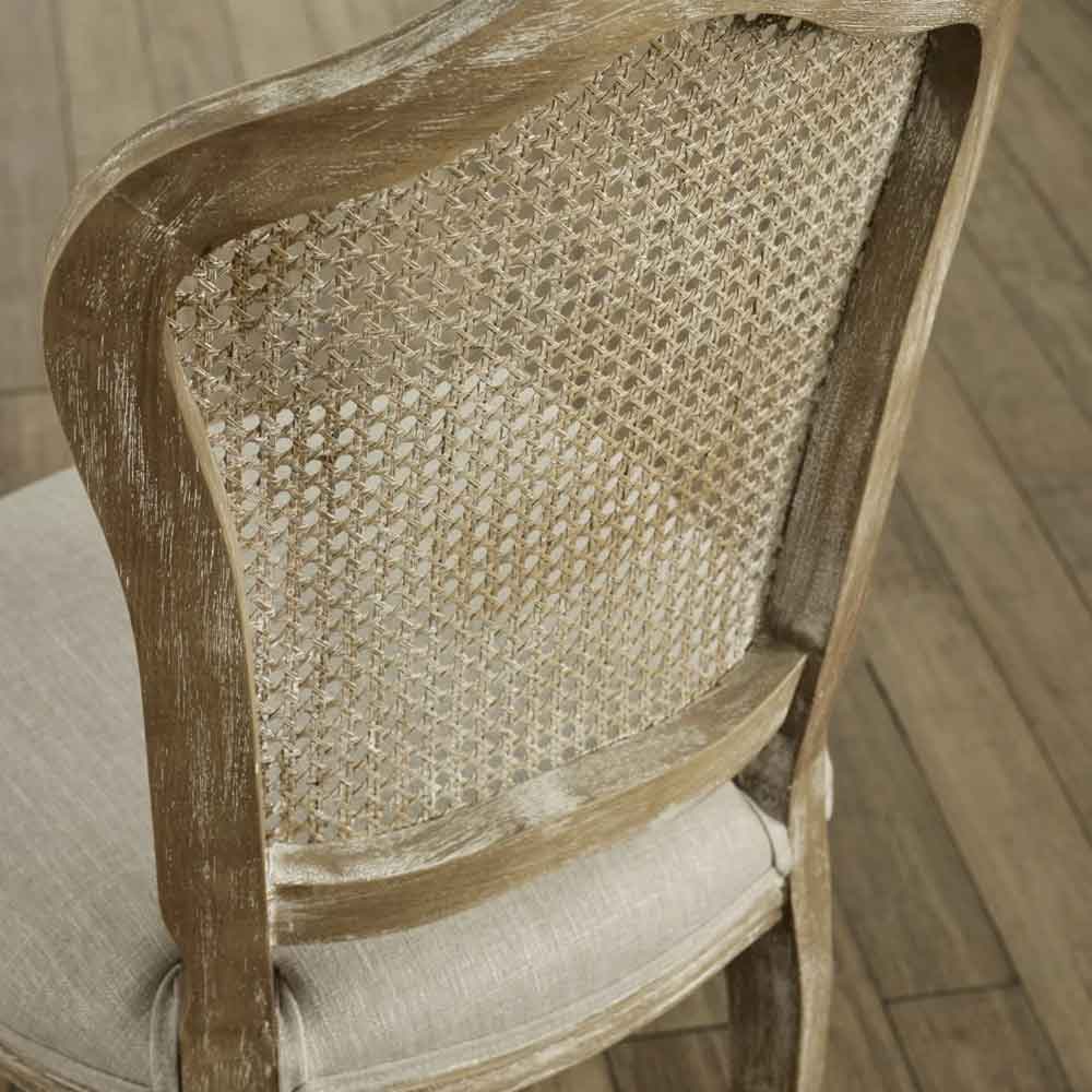 Caitlyn Oatmeal and Limed Oak Rattan Back Dining Chairs in Pair