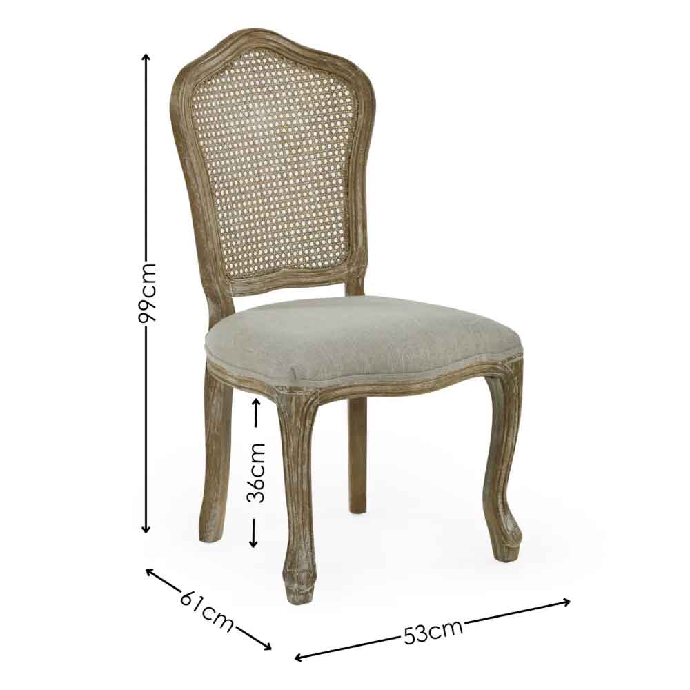 Caitlyn Oatmeal and Limed Oak Rattan Back Dining Chairs in Pair